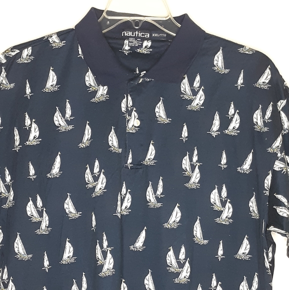 Vtg Nautica 90s Sailboat Polo Shirt Sz XXL - Picture 2 of 5